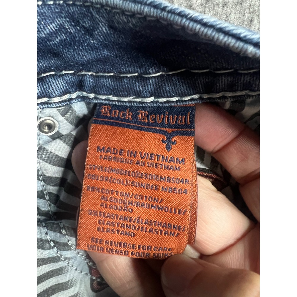 Rock Revival Sundee Mid Rise Bootcut Jeans Blue Embroidered Flap Pocket Size 25 - Picture 12 of 16